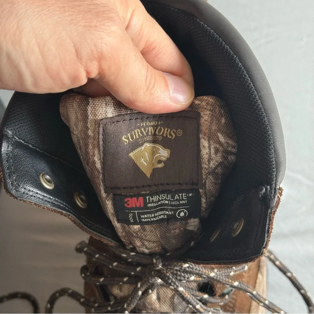 Herman Survivors Leather Camo Water Resistant Hunting 800g Work Boots Mens‎ 12W